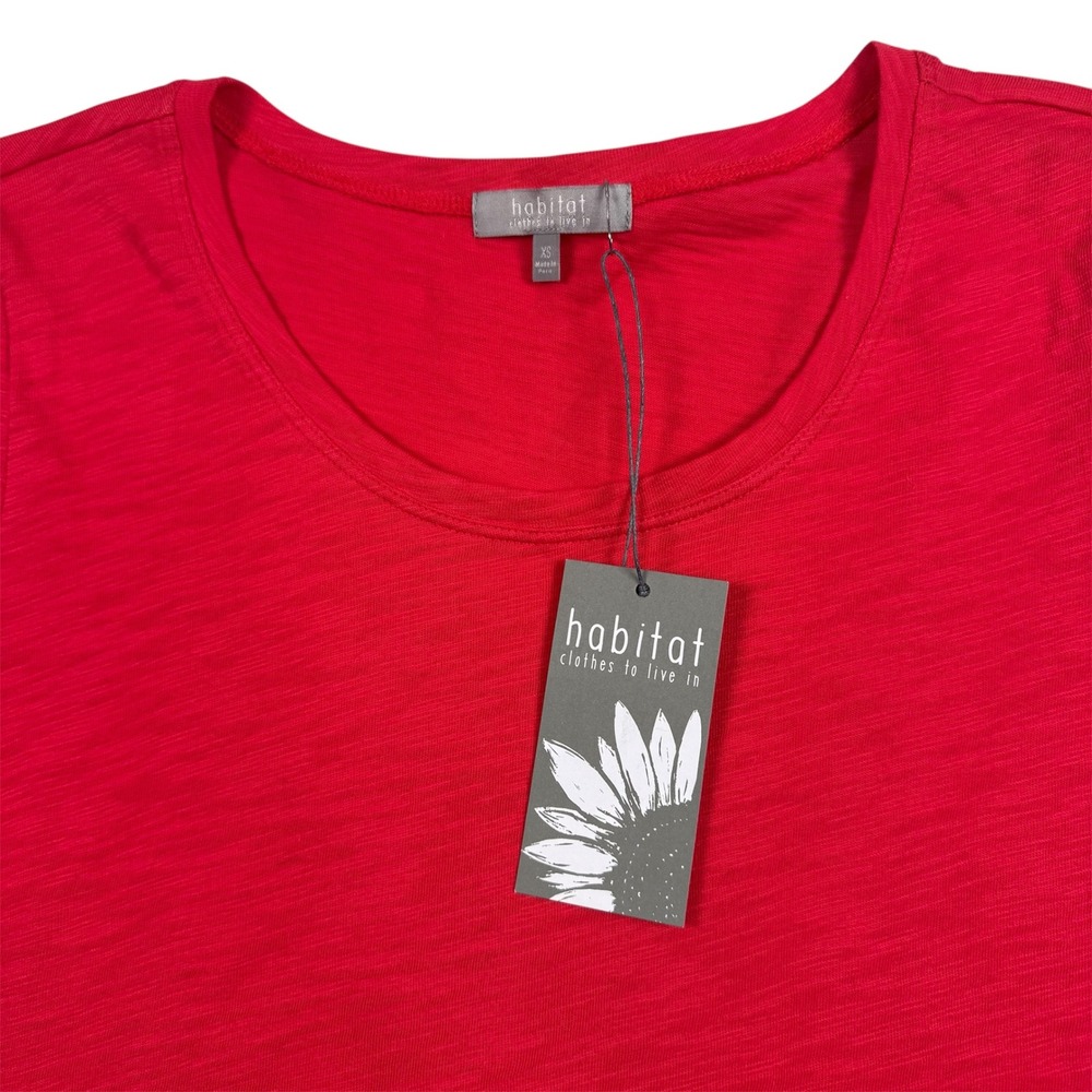 Habitat T Shirt Womens XS Tomato Red Slub Knit Scoop Neck 27124 New